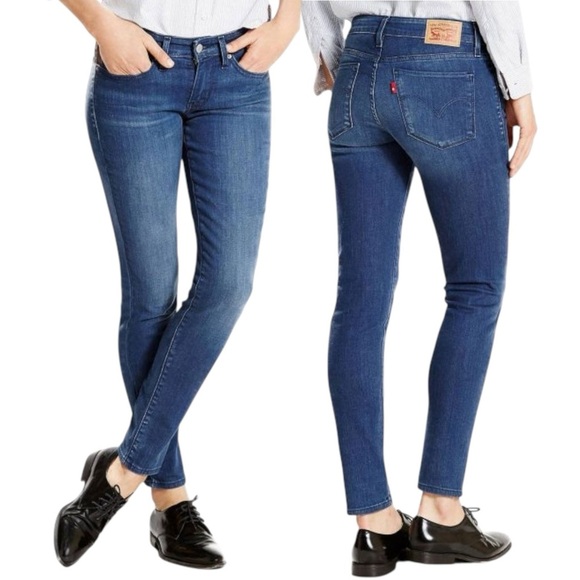 Levi’s 711 Skinny Mid Rise Jeans Size 33 Mountain Sound Blue Wash - Picture 1 of 15